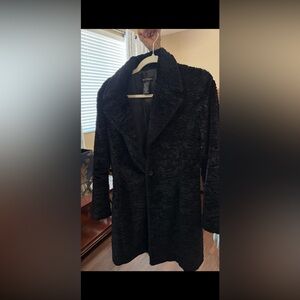 bebe Black Faux Fur Textured Pea Coat